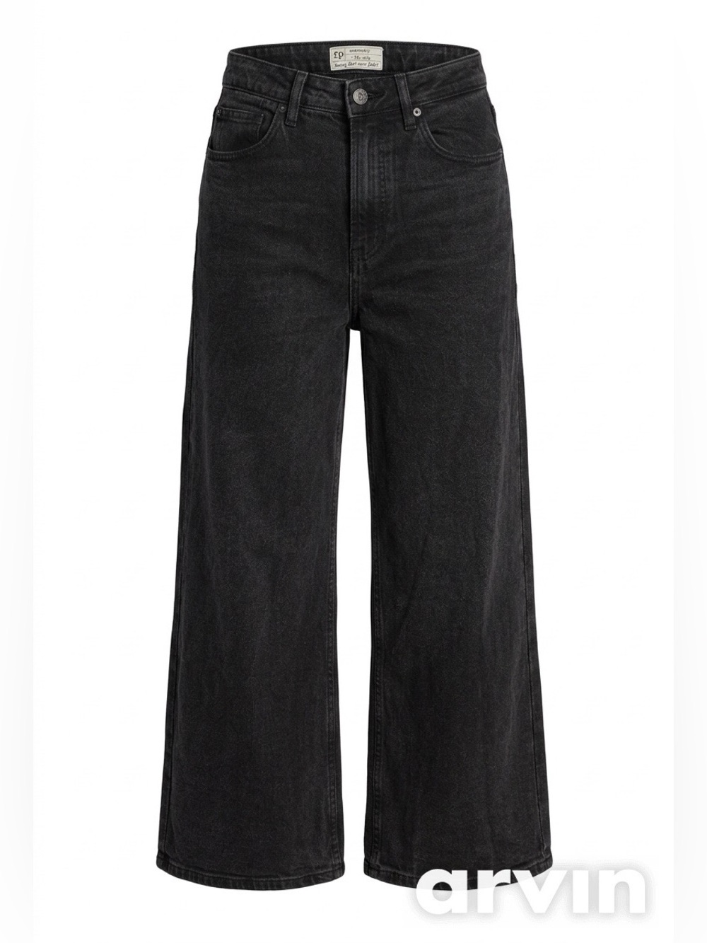 Free People Black Faded High Waisted Wide Leg Jeans - W 28
